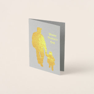 Cartão Metalizado Placa de Dia de os pais do pai 'n' Kiddo Silhouett