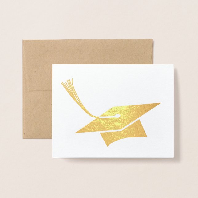 Cartão Metalizado Placa de Folha Temida de Graduação do Boné de Form (Frente com envelope)