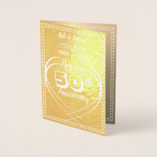 Cartão Metalizado Placa personalizada de aniversário de 50 Ouros