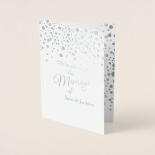 Cartão Metalizado Pontos de Confetti na moda Silver   Fundo Branco