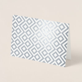 Cartão Metalizado Prata Geométrica e Meander Branco