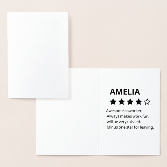 Cartão Metalizado Presente de despedida personalizado - Funny 4 Star (Exibição)