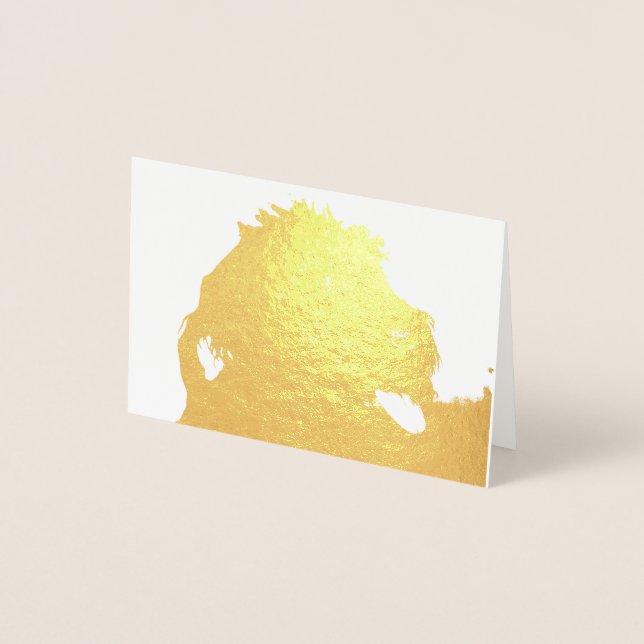 Cartão Metalizado preto labradoodle (Frente)