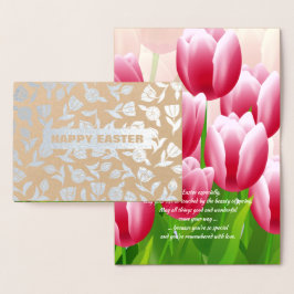 Cartão Metalizado Primavera Tulipas Real Foil Páscoa de luxo