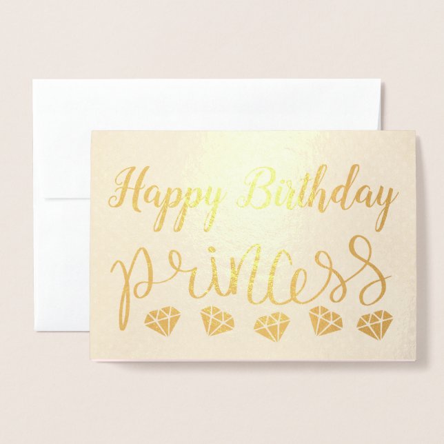 Cartão Metalizado Princesa Birthday (Frente com envelope)