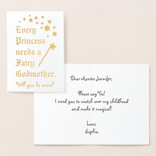 Cartão Metalizado Princesa precisa de uma madrinha fada estrelas de  (Exibição)