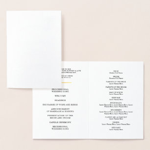 Cartão Metalizado PROGRAMA DE CEREMONIA DO CASAMENTO na moda mini co