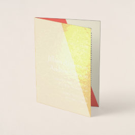 Cartão Metalizado Programa Itinerário de Casamento 💕 Coral Elegante