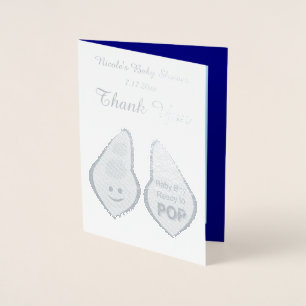 Cartão Metalizado Pronto para Pop Baby Boy Blue Pea Chá de fraldas P