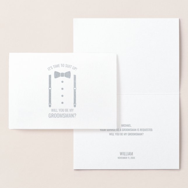 Cartão Metalizado Proposta de Padrinho de casamento Personalizado de (Exibição)