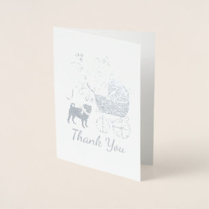 Cartão Metalizado Pug Chá de fraldas Cão Puppy Sexo Neutro