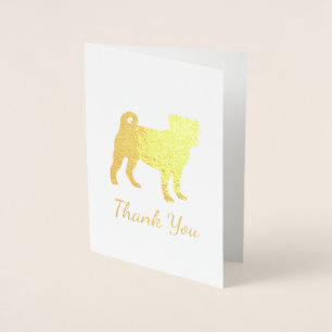 Cartão Metalizado Pug Chá de fraldas Cão Puppy Sexo Neutro