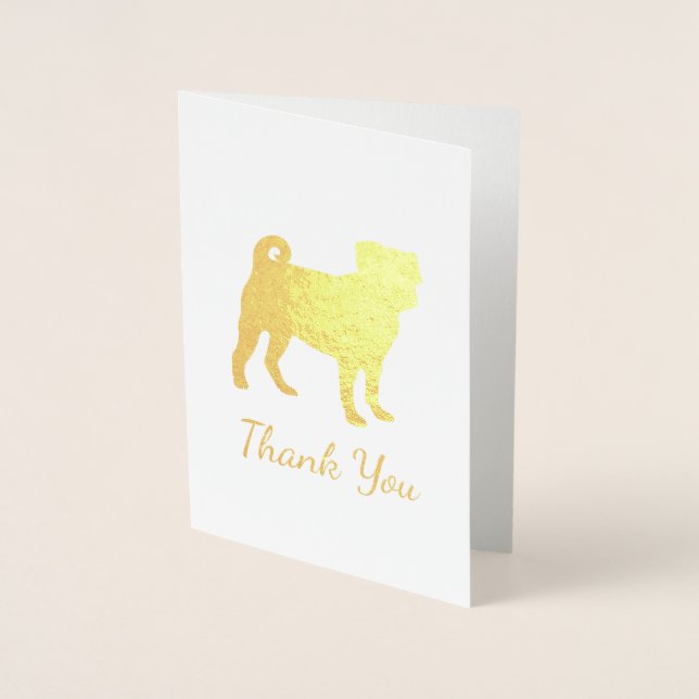 Cartão Metalizado Pug Dog Chá de fraldas Pink Puppy Girl (Frente)