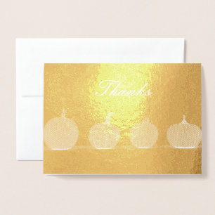 Cartão Metalizado Pumpkins Modern Dê Obrigado Foil Ação de Graças