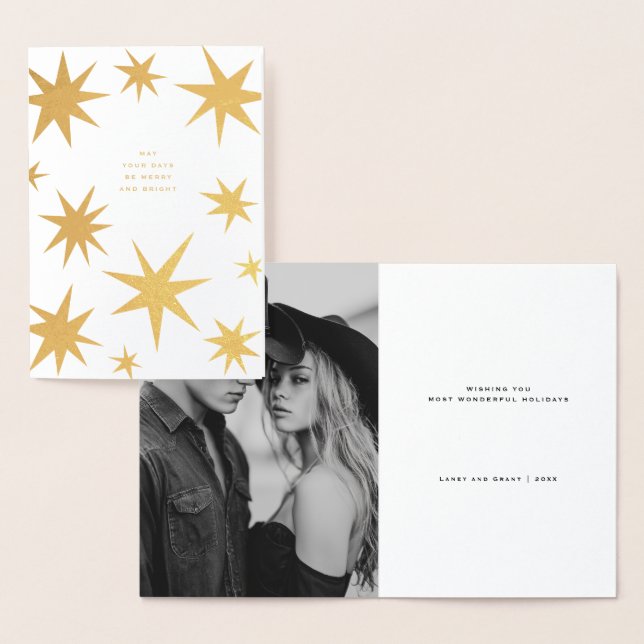 Cartão Metalizado Que seus dias sejam felizes e estrelas douradas br (Exibição)