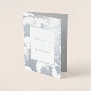 Cartão Metalizado Real Casamento de Limões Silvosos e Foliage Elegan