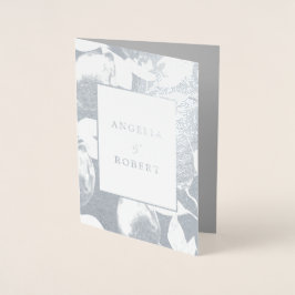 Cartão Metalizado Real Casamento de Limões Silvosos e Foliage Elegan