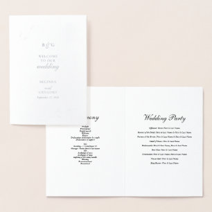Cartão Metalizado Real Silver Foil Weding Order Program