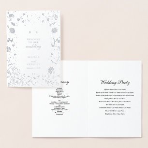 Cartão Metalizado Real Silver Foil Weding Order Program