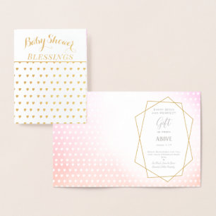 Cartão Metalizado Realmente Gold Foil Hearts Baby Girl Blessings
