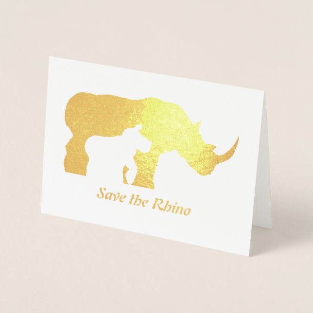 Cartão Metalizado Rinoceronte Negro e Branco (Frente)