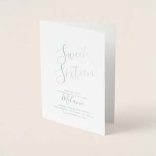 Cartão Metalizado Roteiro Simples para Sweet Sixteen