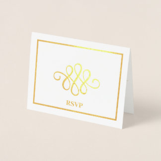 Cartão Metalizado RSVP do Folheto de Ornamento Dourado ou Prateado