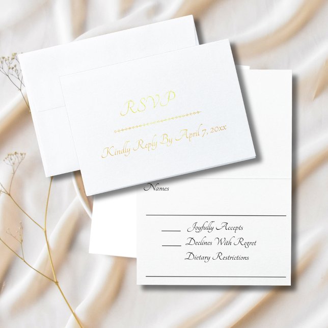 Cartão Metalizado RSVP Salvar a Data (Criador carregado)