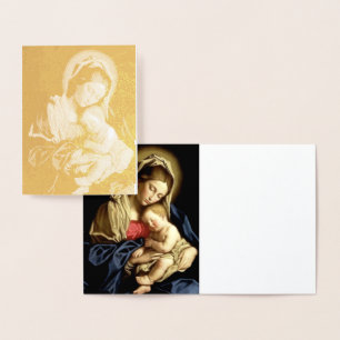 Cartão Metalizado Sassoferrato Madonna e Child Gold Foil Note Card