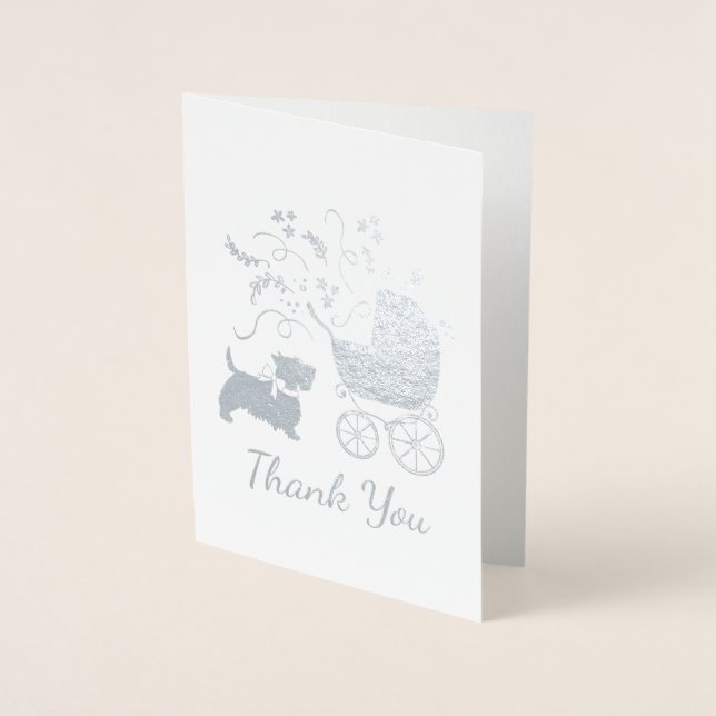 Cartão Metalizado Scotty Dog Chá de fraldas Puppy Scottish Terrier C (Frente)