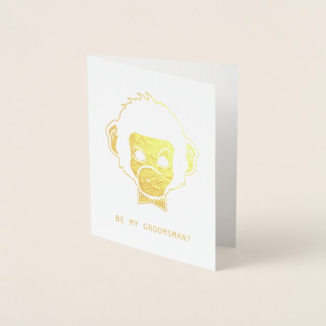 Cartão Metalizado seja meu padrinho de casamento senhor macaco (Frente)