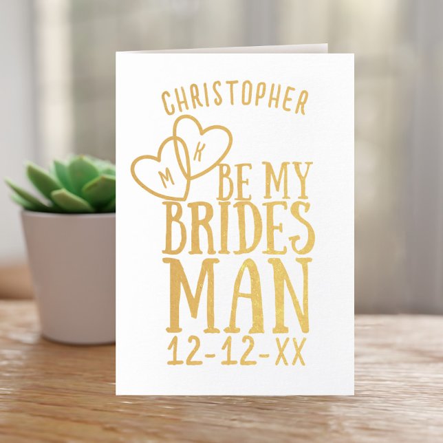 Cartão Metalizado Seja Minha Proposta De casamento Da Bridesman (A fun foil card for your Bridesman. Just add his name and your wedding date and a message inside)