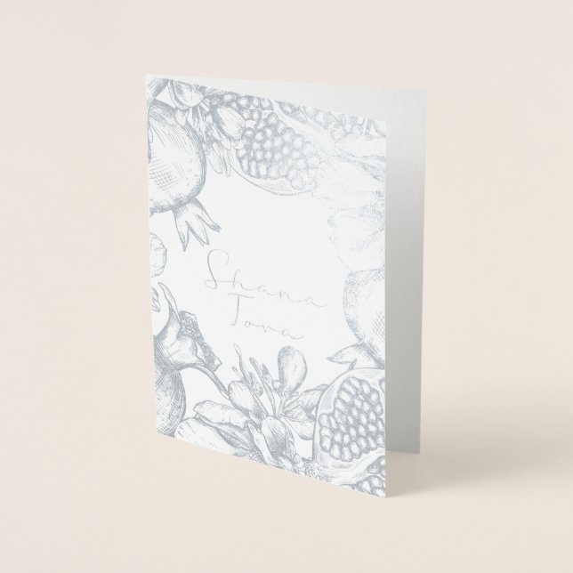 Cartão Metalizado Shana Tova Rosh Hashana Judeu Ano Novo (Frente)