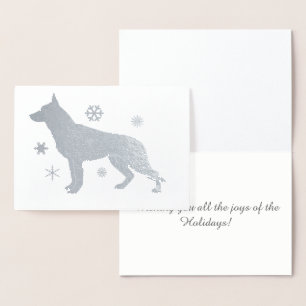Cartão Metalizado Shepard Dog GSD Snowflakes
