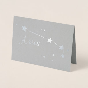 Cartão Metalizado Silver Foil Aries Constelação Zodiac