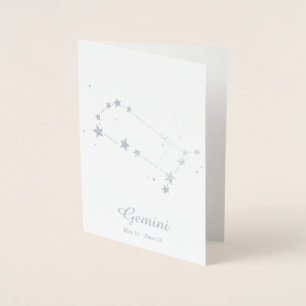 Cartão Metalizado Silver Foil GEMINI - Constelação de Sinal Zodiac