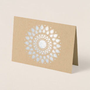 Cartão Metalizado Silver Foil Lotus Mandala