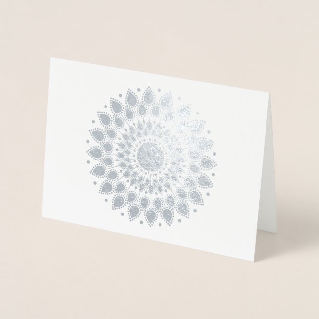 Cartão Metalizado Silver Foil Lotus Mandala (Frente)