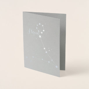 Cartão Metalizado Silver Foil Peixes Constelação Zodiac