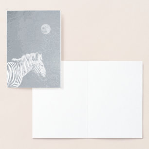 Cartão Metalizado Silver Foil Zebra com Lua