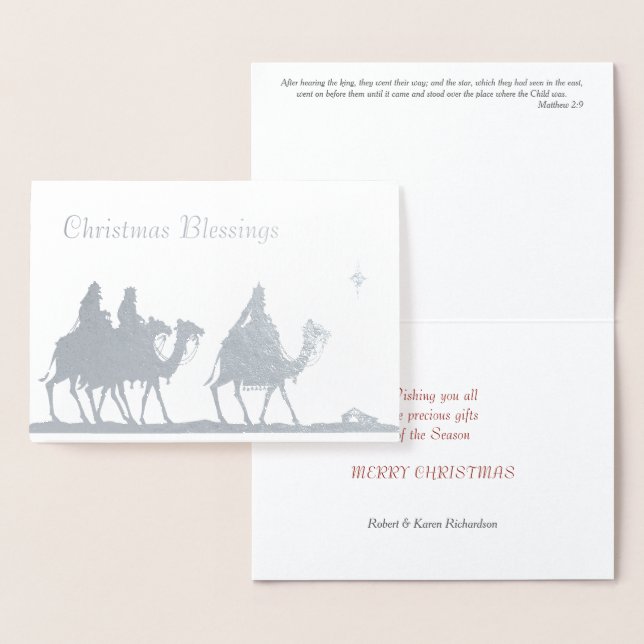 Cartão Metalizado Silver Magi e Star Christmas (Exibição)