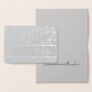 Cartão Metalizado Silver Swirls Obrigado