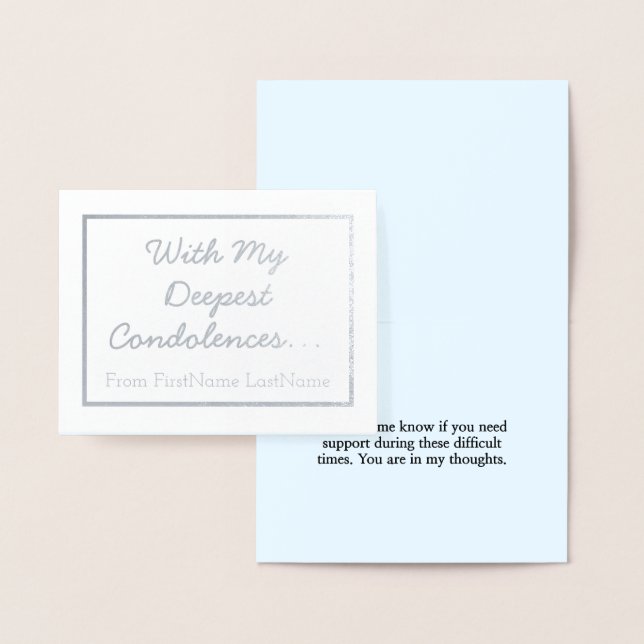 Cartão Metalizado Simple Silver Foil Sympathy Card (Display)