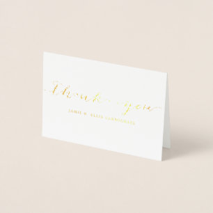 Cartão Metalizado Simples Dourado Obrigado Notecard
