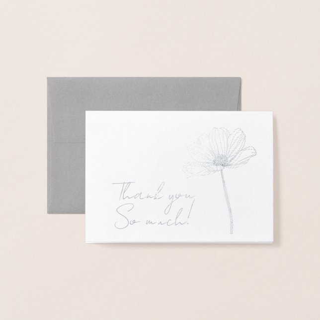 Cartão Metalizado Simples Flor Obrigado (Frente com Envelope)