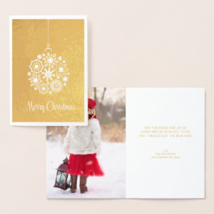 Cartão Metalizado Snowflake Ornament Merry Christmas Foil Card