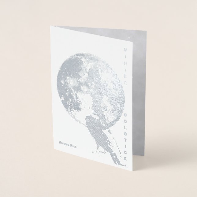 Cartão Metalizado Solstício de inverno: Lua e pomba (Frente)