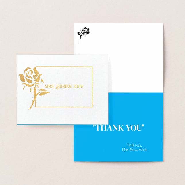 Cartão Metalizado Sra. Pageant Rosa Foil Personalizada Obrigado (Display)