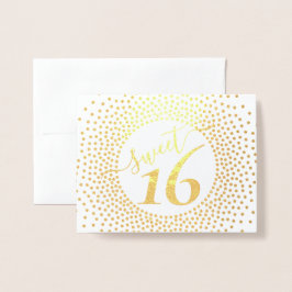 Cartão Metalizado Sweet 16th Birthday Glittery Confetti Script Doura