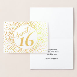 Cartão Metalizado Sweet 16th Birthday Glittery Confetti Script Doura